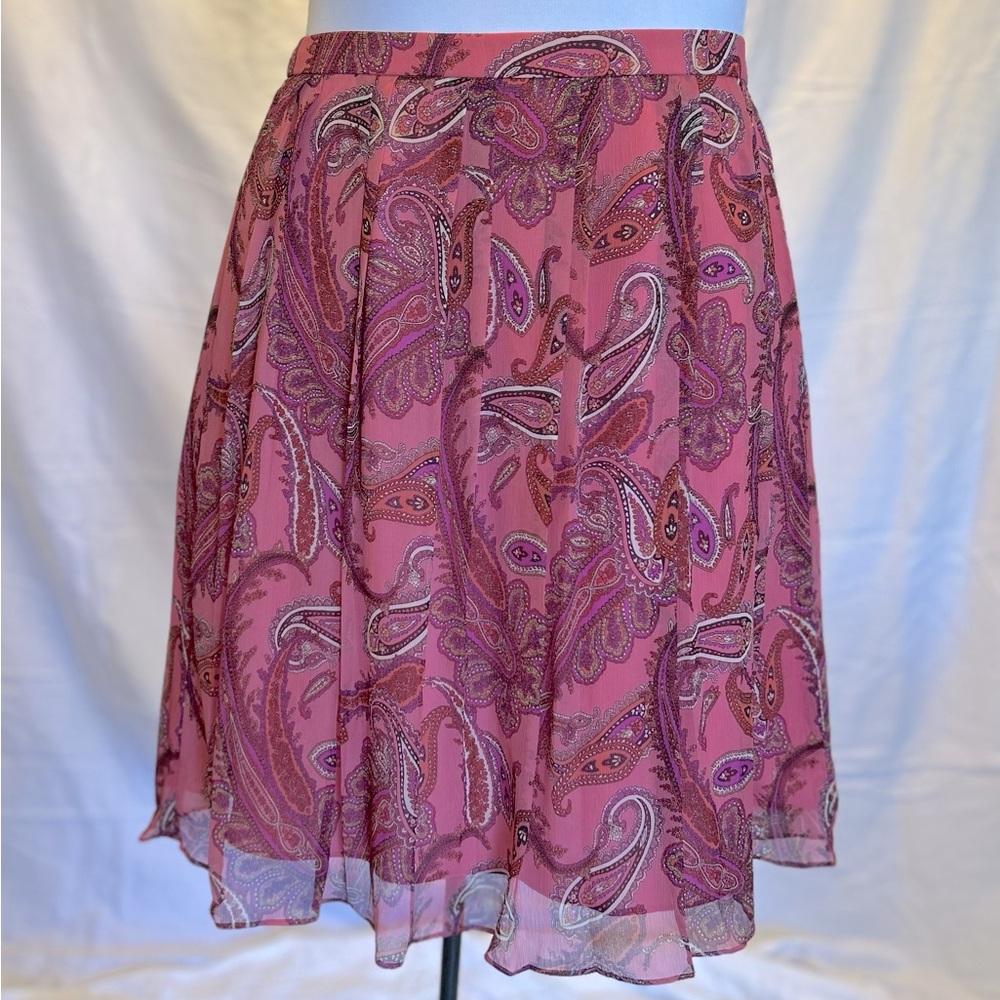 J.Crew Silk Skirt in Pink Paisley